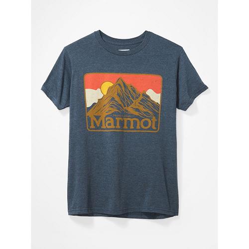 Marmot Mountain Peaks Clothes - Mens T-Shirts Navy CA7564318 Canada